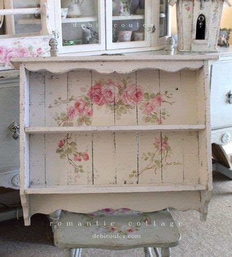 Custom Color And Decorative Shabby Chic Large Vintage Style Roses Shelf