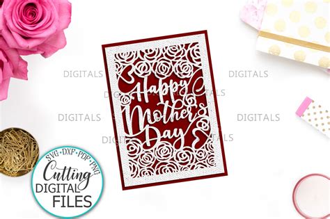 Happy Mothers Day card paper cut template svg dxf (553025) | Templates
