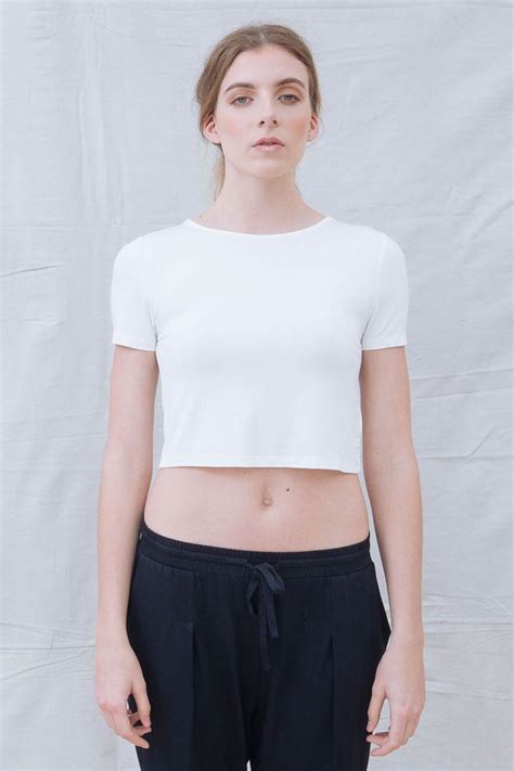 Luna Bamboo T Shirt Crop Top White The Great Beyond