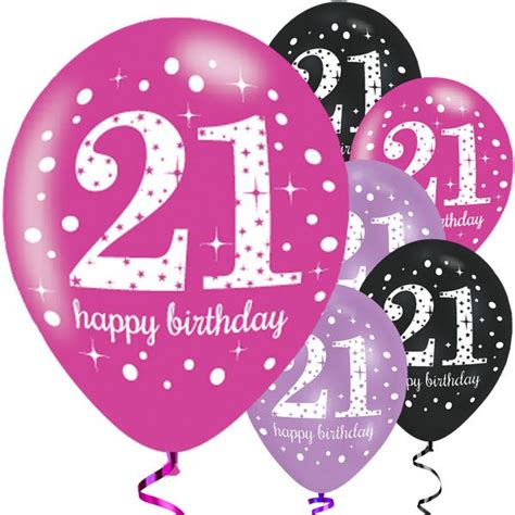 Happy 21st Birthday Pink Latex Balloons Fun Party Supplies