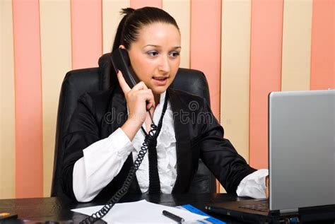 Busy Business Woman In Office Stock Photo Image Of Looking Corporate