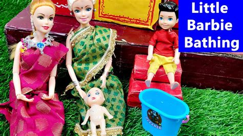Little Barbie Taking Oil Massage And Bath Barbie Stories Barbie In Tamil Mini Foodies
