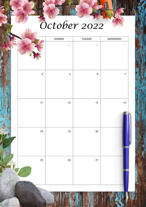 October 2022 Calendar Template Calendar Template Printable