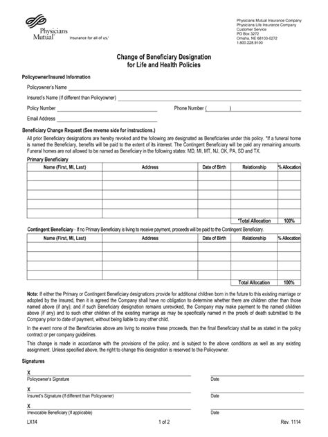 Designation Of Beneficiary Fill Out And Sign Printable Pdf Template Images