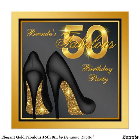 Elegant Gold Fabulous 50th Birthday Party Invitation 50