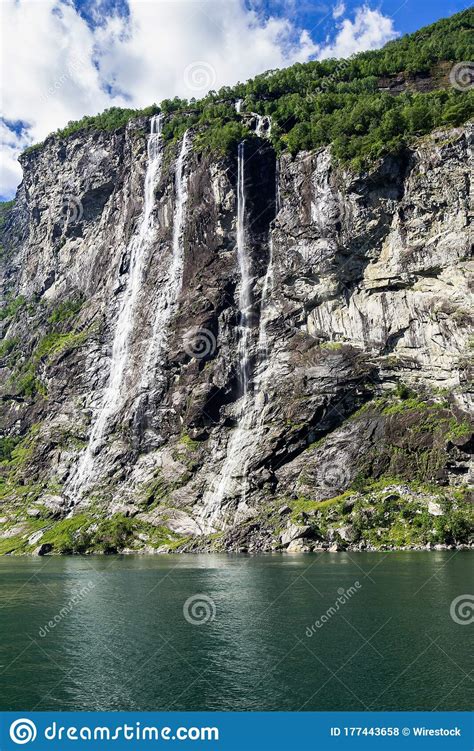 Waterfall In Geiranger Fjord Norway Royalty Free Stock Photo