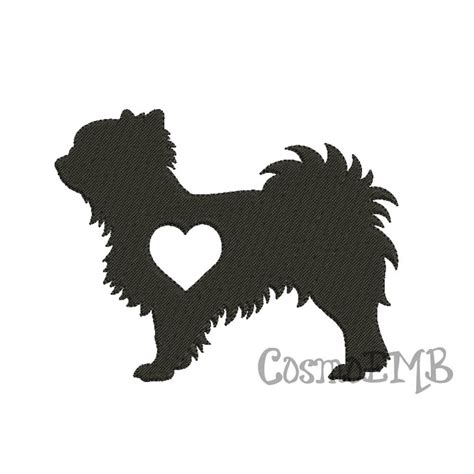 8 Size Long Haired Chihuahua Silhouette Embroidery Design Etsy
