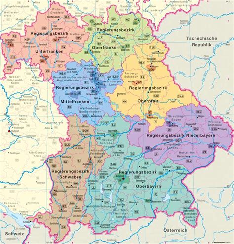 Landkarte Bayern Mit Flüssen