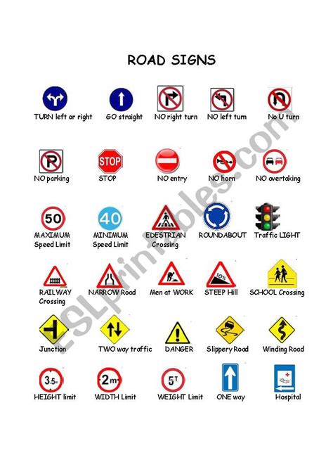 ROAD SIGNS ESL Worksheet By Sayityourway K