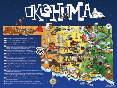 Illustrated Oklahoma Poster Oklahoma History Map Of Oklahoma