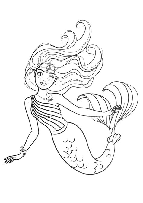 A beautiful coloring page of barbie accompanied by his horse tawny! Beautiful Barbie Mermaid Coloring Pages - Print Color Craft