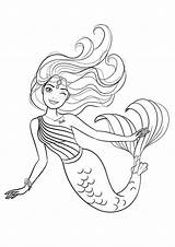 Mermaid Coloring Barbie Princess Printable Sheets Coloringbay sketch template