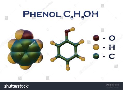 Structural Chemical Formula Molecular Model Phenol Stock Illustration