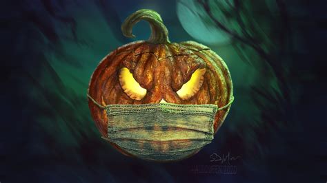 Halloween Jack O Lantern With Mask Wallpaper Hd Holidays 4k