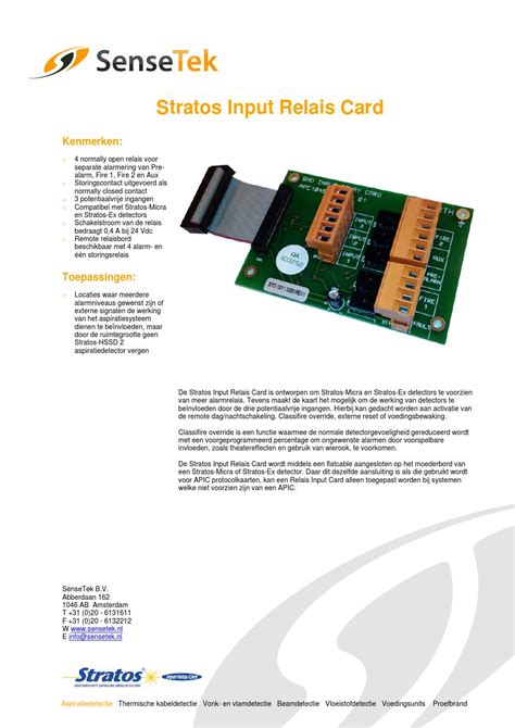 Sensetek Stratos Relaiskaart Datasheet Nl By Sensetek Fire And Security Solutions Issuu