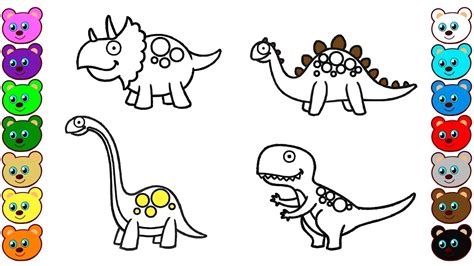Dinosaurs For Kids Colouring Pages For Toddlers Youtube