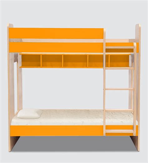 Buy Flexi Bunk Bed With Display Shelves In Orange By Yipi Online Standard Bunk Beds Bunk