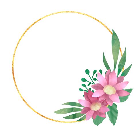 Watercolor Flowers And Floral Wreath Element Pink Flowers Pink