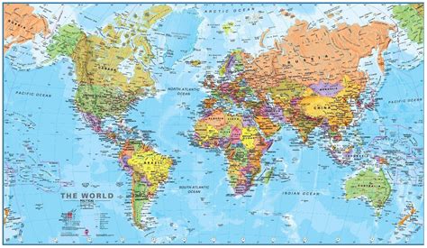 Political Map Of The World Paper Laminated Wall Hanging Etsy World