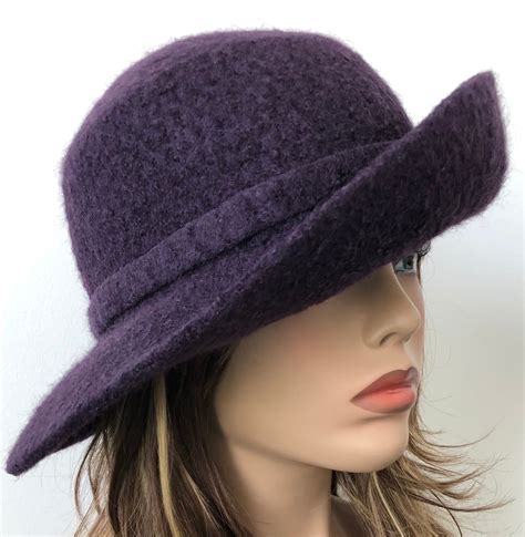 Womens Felted Wide Brim Hat Wool Felted Floppy Hat Etsy