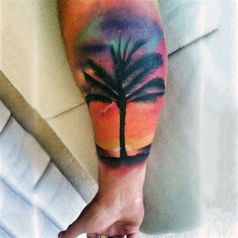 Below are some of the best: 90 Sunset Tattoos For Men - Fading Daylight Sky Designs