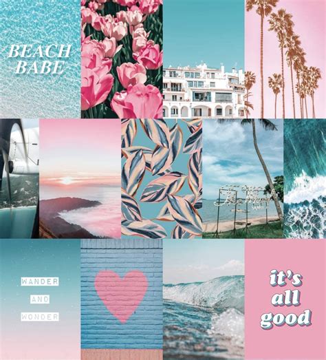 50 Printed 4x6 Blue And Pink Aesthetic Wall Collage Kit 4x6 Etsy