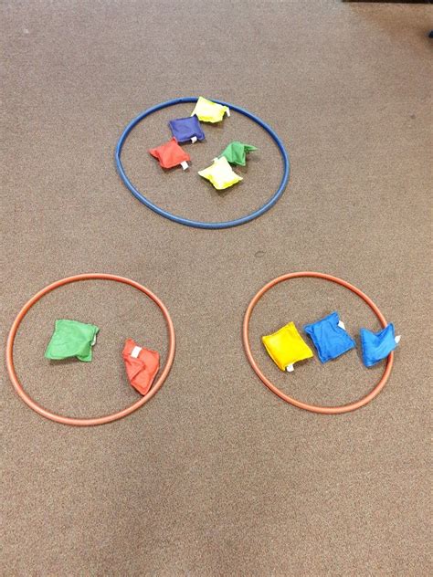 Part Part Whole Model Using Bean Bags And Hoops Eyfs Maths Activity
