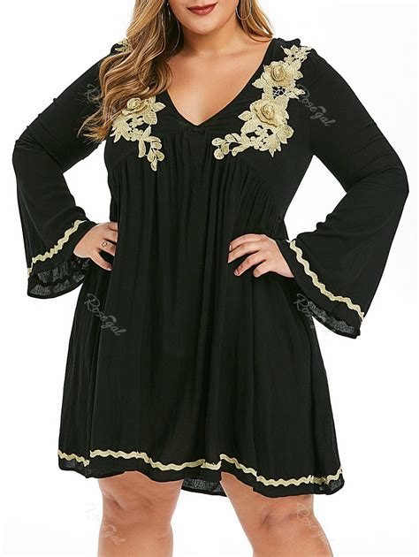 Plus Size Embroidered Empire Waist Dress 25 Off Rosegal