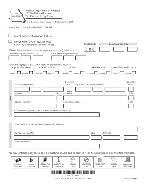 Form Mo 1040 2017 Fill Out Sign Online And Download Printable Pdf