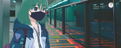 2560x1024 Jakarta Cyberpunk Anime Girl Mask 5k Wallpaper2560x1024