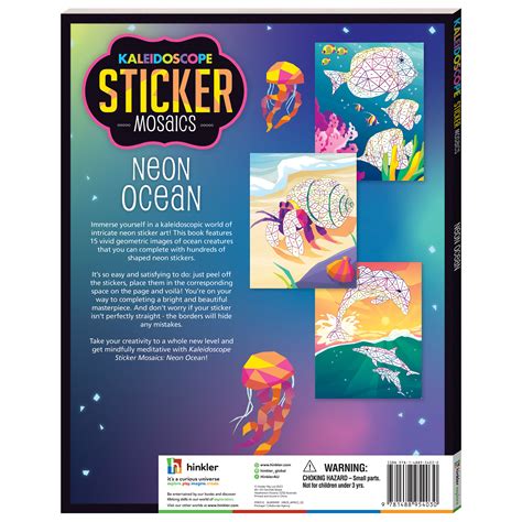 Kaleidoscope Sticker Mosaics Neon Ocean Stickers Colouring