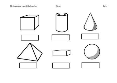 3d Shape Colour And Label Teaching Resources