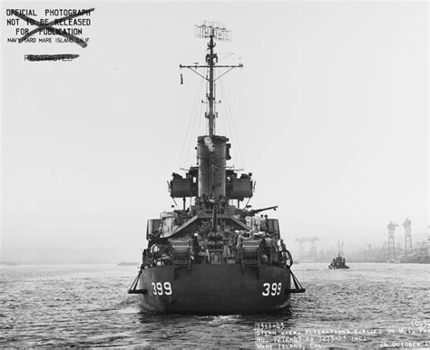 Uss Lang Dd 399 From The Stern 1943