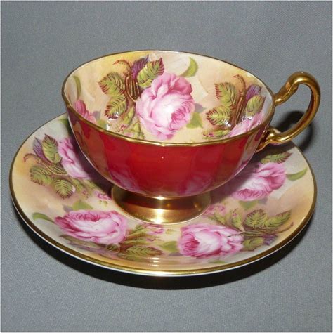 Aynsley Bone China Cup And Saucer England Hand Painted Roses Vintage