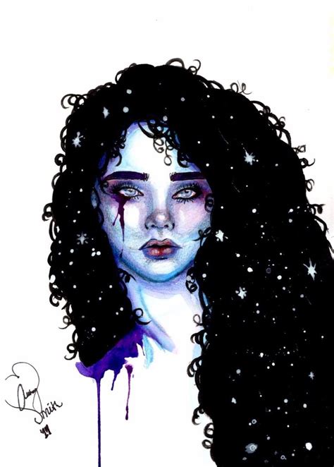 Galaxy Girl Stars Watercolor Painting Illustration Stars Painting