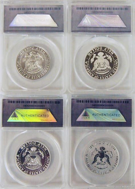 2014 Silver Kennedy Half Dollar 50th Anniversary 4 Coin Set In Anacs 69