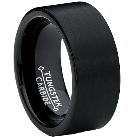 Ringwright Co 9mm Mens Black Brushed Tungsten Carbide Ring Wedding
