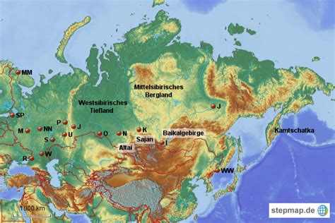 Viele ethnien sind nicht nur in russland beheimatet sondern auch in dessen nachbarstaaten. StepMap - Russland - Karte zeichnen - Landkarte für Russland