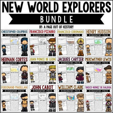 New World Explorers Biography Pack Bundle A Page Out Of History
