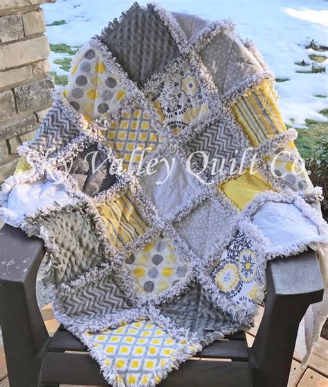 Summer Rain ~ Yellow And Gray Cottons ~ Updated Pre Cut Rag Quilt Kit