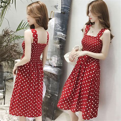 Women Korean Polka Dot Off Shoulder Sleeve Maxi Dress Summer Slip Dress Shopee Philippines