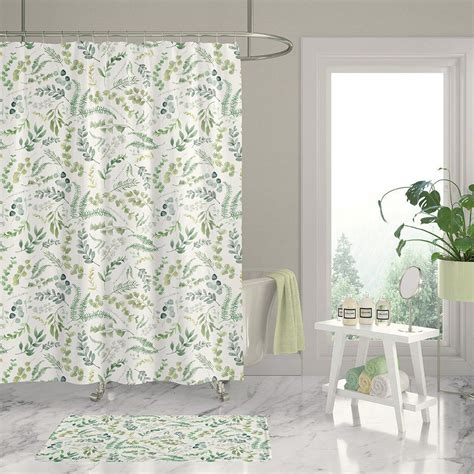 Botanical Shower Curtain Leafy Green Floral Shower