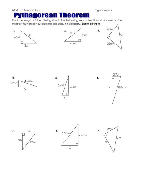 Simple pythagorean theorem worksheet