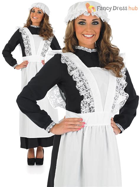 Ladies Victorian Maid Costume Adults Old Time Fancy Dress Florence