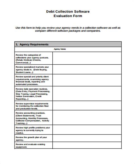 sample software evaluation form  examples  word