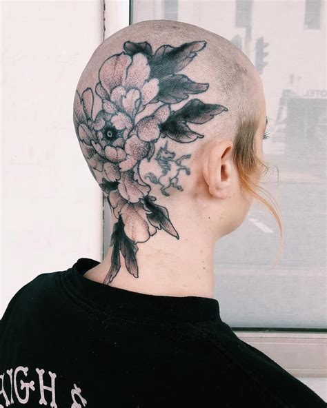 Bald Girl Shaved Head Headshave Head Tattoo Girl Tattoos Head
