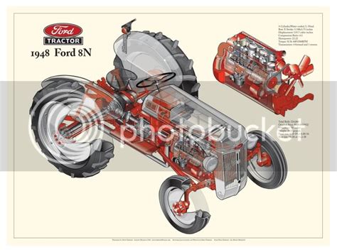 1948 Ford 8n Tractor Cutaway Illustration 18x24 Color Art Print Ebay