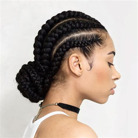 It seems that braided hairstyles never go out of fashion because of their simplicity. Cornrow Braids With A Low Bun