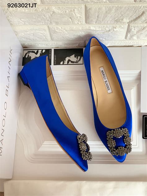 Manolo Blahnik Woman Silk Flats Blue Manolo Blahnik Wedding Shoes
