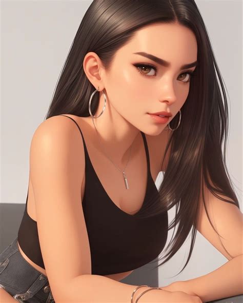 digital art anime digital art girl brunette girl female character design character art